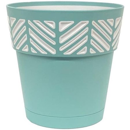 MARSHALL POTTERY Marshall Pottery 7009018 7.49 x 8 in. Deroma Mosaic Resin Mosaic Planter; Teal 7009018